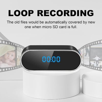 Black Alarm Clock Hidden Camera 1080P HD Wifi Spy Camera With Night Vision