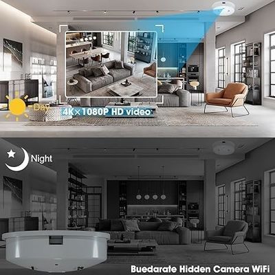 Wifi Smoke Detector Hidden Camera , Smoke Detector Spy Camera With Night Vision