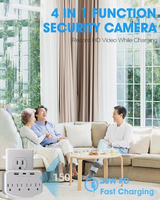 Miniature Wall Outlet Hidden Camera Wifi Charger Hidden Camera White