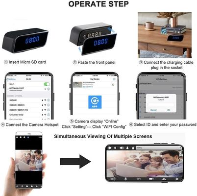 Plastic Alarm Clock Secret Camera 1080P Wireless WIFI Clock Spy Camera