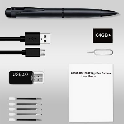 Black Mini Wifi Camera 1080P Pen Hidden Camera For Business Meetings