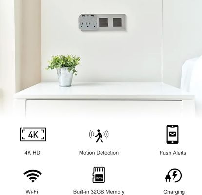Wall Charger WIFI Hidden CCTV Camera , White Mini Spy Security Cameras