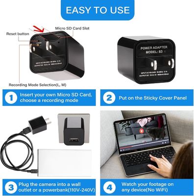 Wall Mount USB Charger Hidden Camera 1080P  Mini Hideable Camera