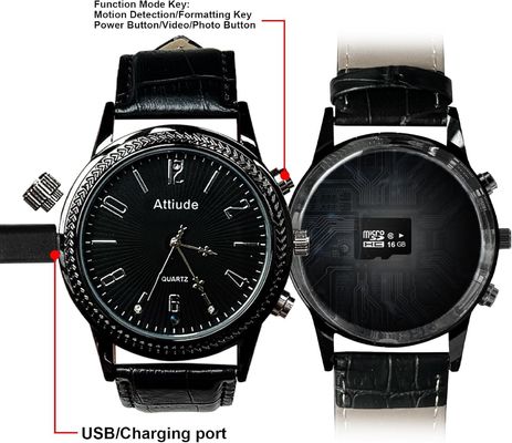Black Watch Hidden Camera 1080P Spyware Hidden Camera Mini 4.8 Ounces