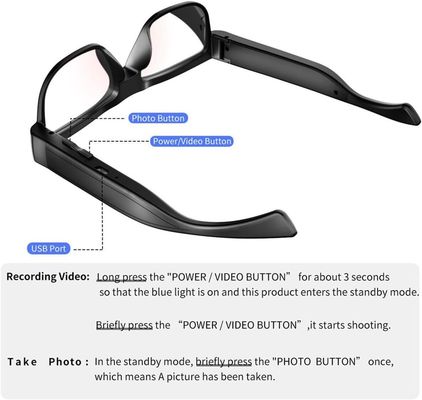 Plastic Micro Spy Camera 1080P Eye Glasses Spy Camera With Sound