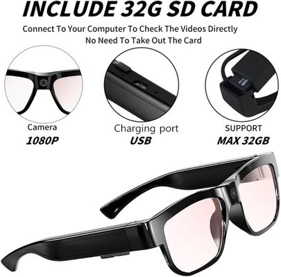 Plastic Micro Spy Camera 1080P Eye Glasses Spy Camera With Sound