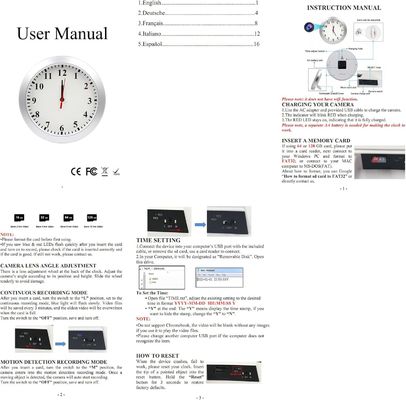 Security Plastic Mini Hidden Camera WIFI Wall Clock Hidden Camera
