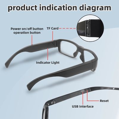 Personal Security Spycam Glasses Full HD 1080p Spy Eye Glasses Camera With Sound