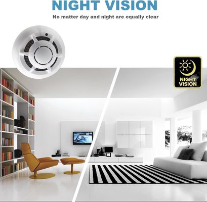 White Miniature Home Security Cameras Wifi Smoke Detector Spy Camera With Motion Detection