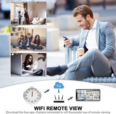Battery Powered Wifi Spy Camera , Wall Clock Hidden Spy Camera For House