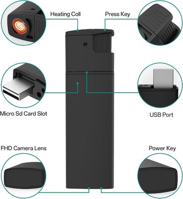 Compact Discreet No Wi-Fi Electric Lighter Hidden Camera with Loop Recording Mini Spy Camera